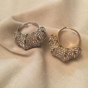 BNWT - pave bamboo ring/adjustable